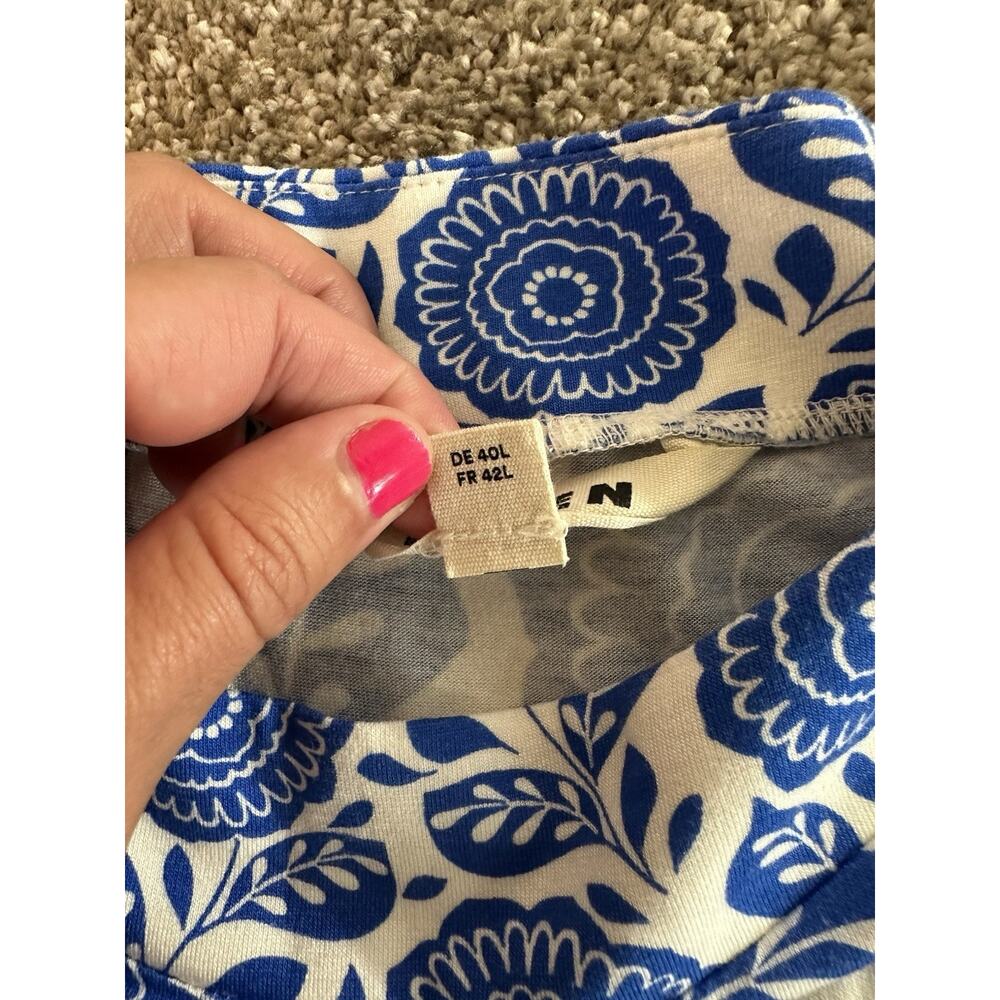 Boden Melanie Jersey Maxi Long Dress Blue White Floral Print Size 10 - Picture 8 of 11